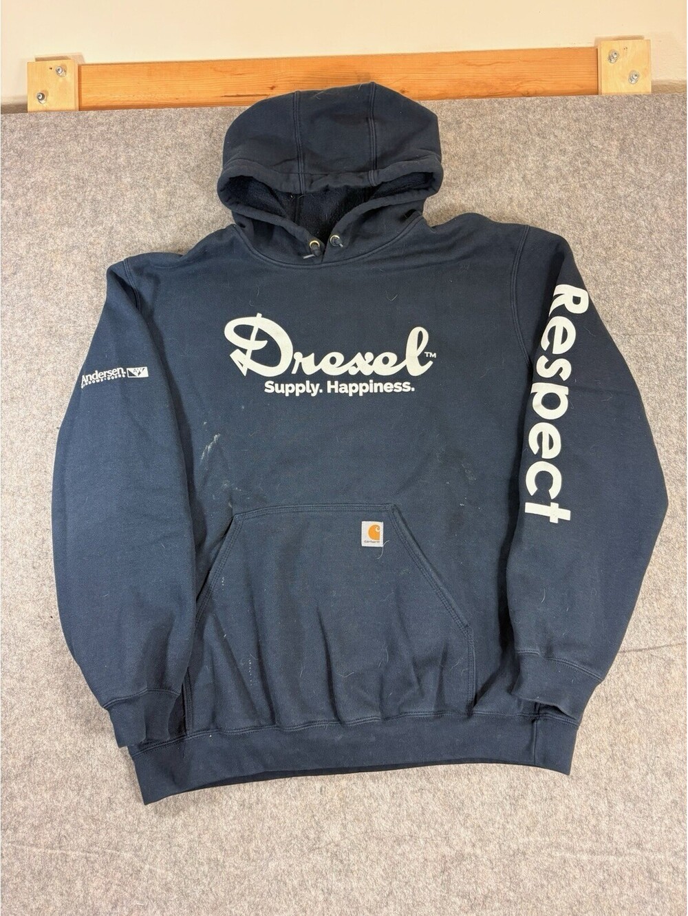 Carhartt Hoodie Mens XL Blue Original Fit Sleeve Logo Pullover Sweatshirt